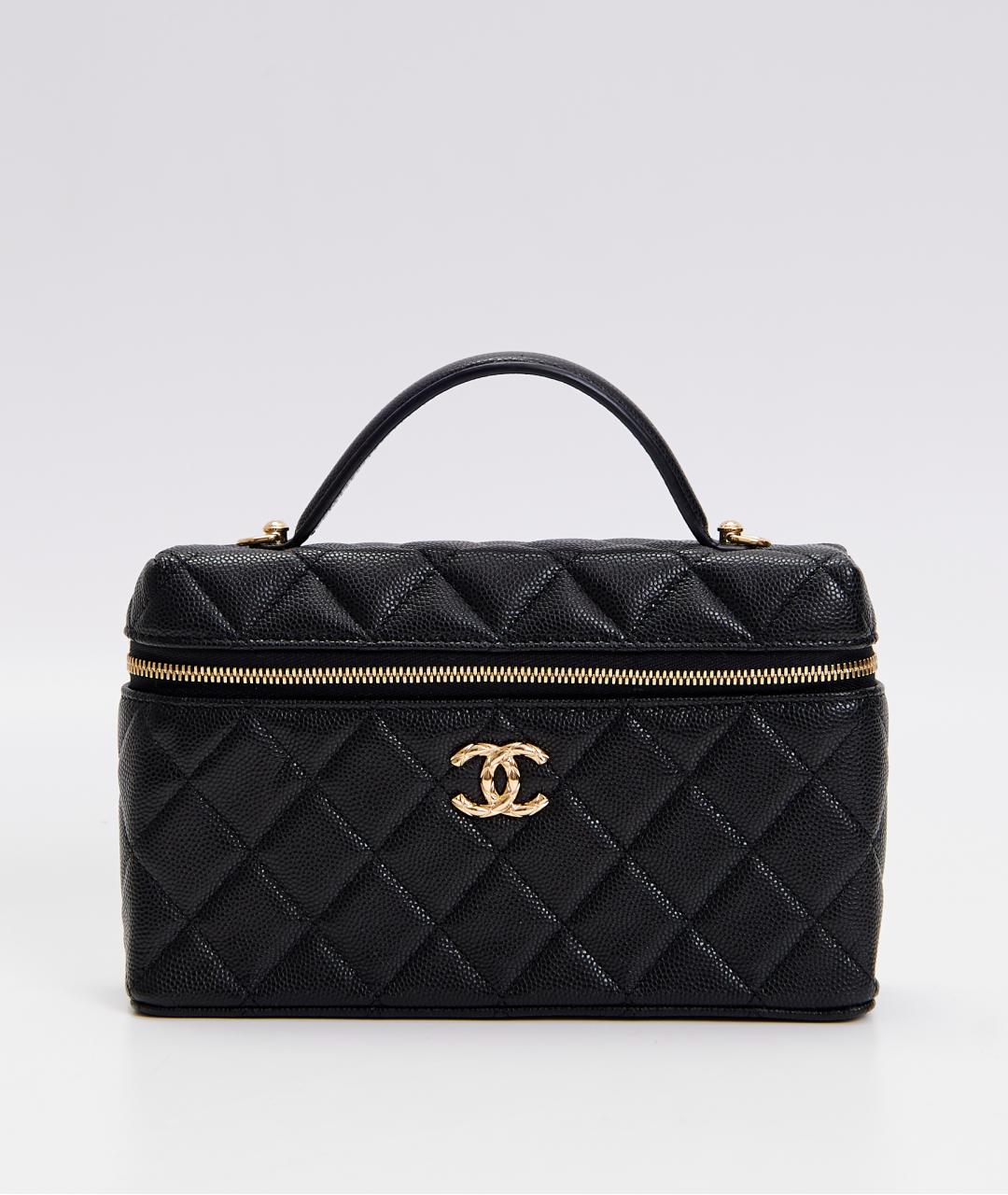 CHANEL Черная кожаная сумка с короткими ручками, фото 6