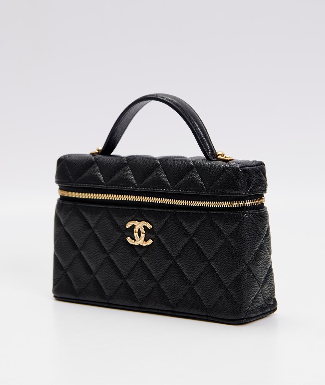 CHANEL Черная кожаная сумка с короткими ручками, фото 2