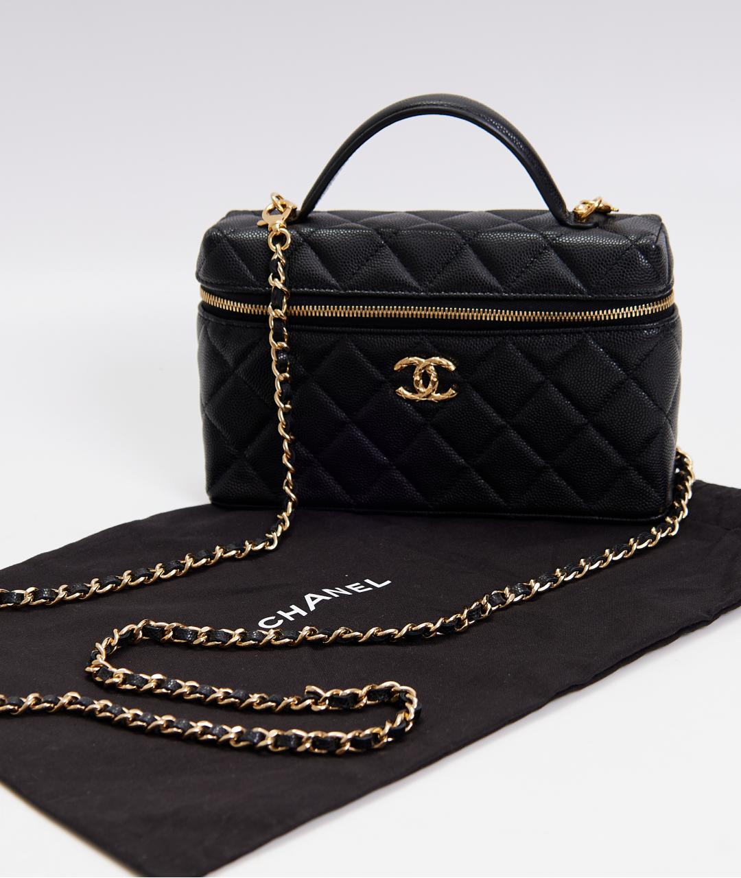 CHANEL Черная кожаная сумка с короткими ручками, фото 5