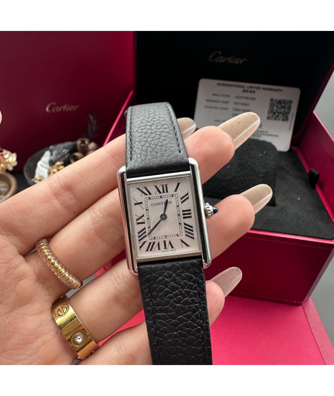 CARTIER Черные часы, фото 6