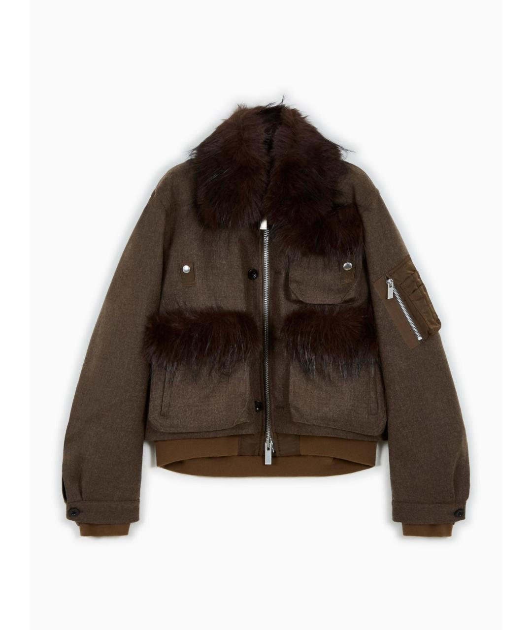 SACAI Коричневая шерстяная куртка, фото 4