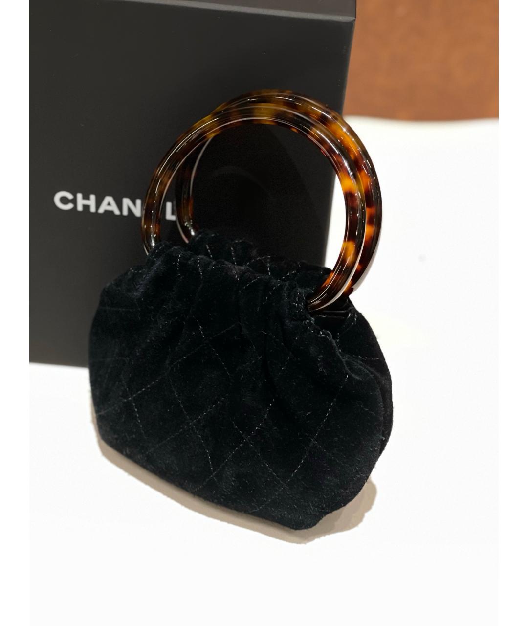 CHANEL Черная замшевая сумка с короткими ручками, фото 4