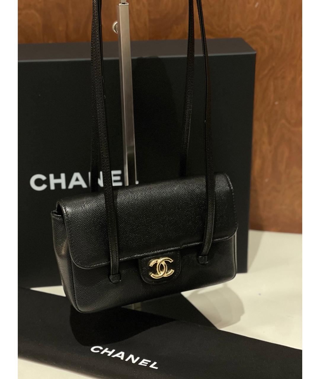 CHANEL Черная кожаная сумка с короткими ручками, фото 2