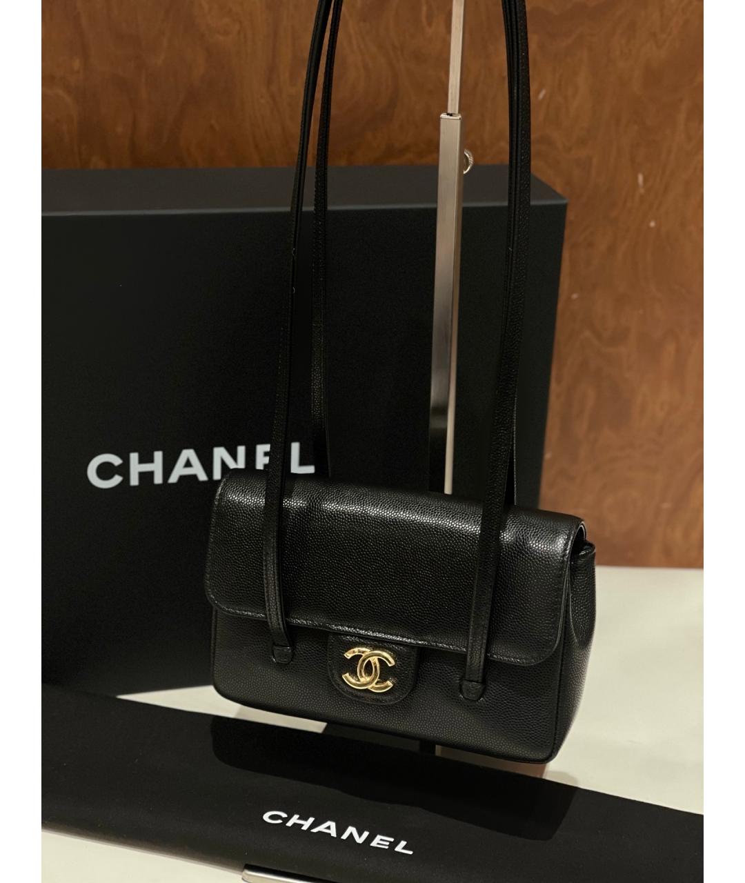 CHANEL Черная кожаная сумка с короткими ручками, фото 7
