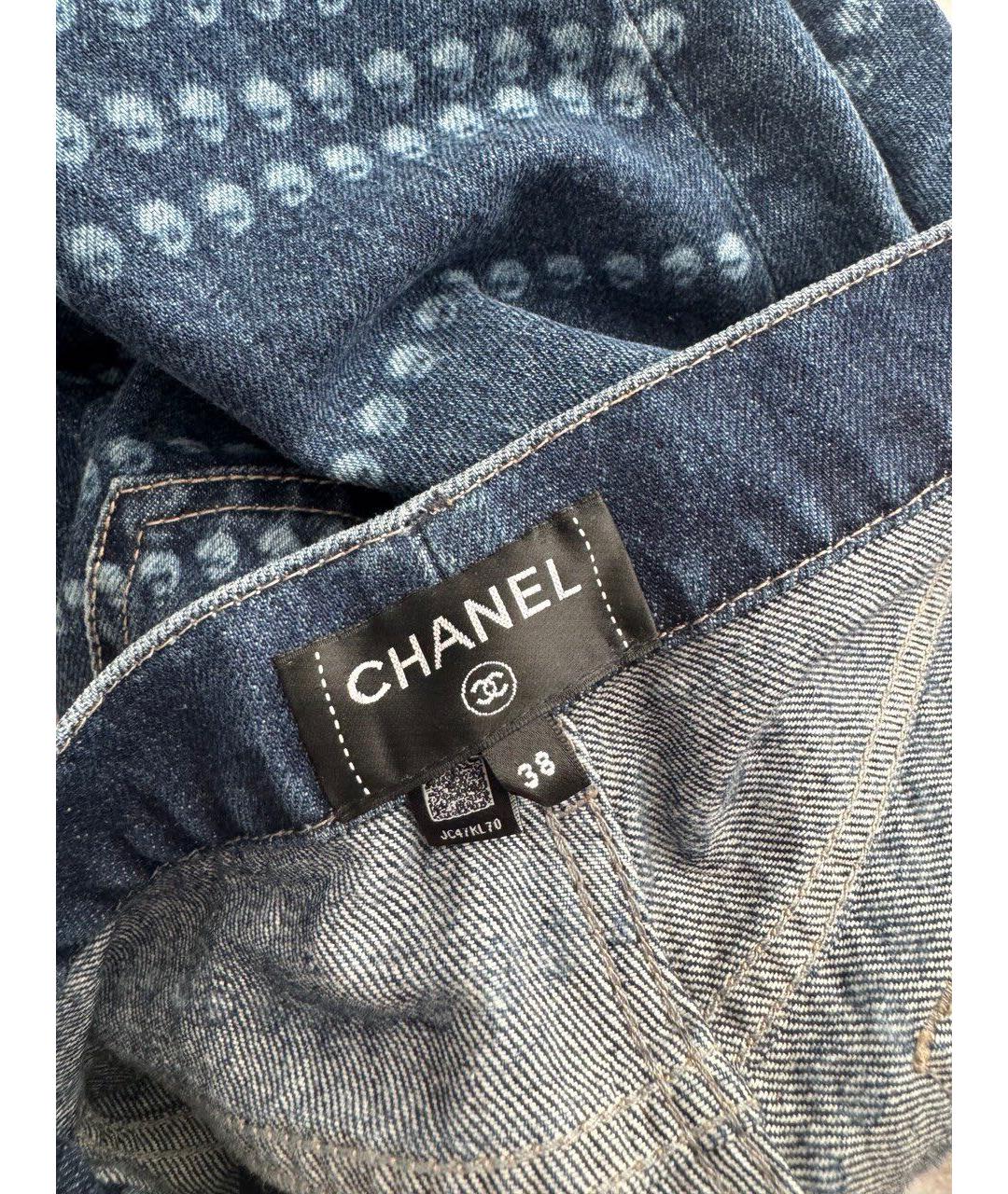 CHANEL Синие хлопковые прямые джинсы, фото 4