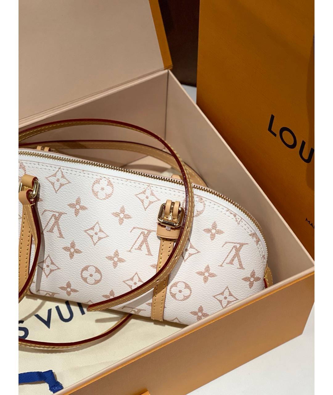 LOUIS VUITTON Бежевая сумка с короткими ручками из канвы, фото 3