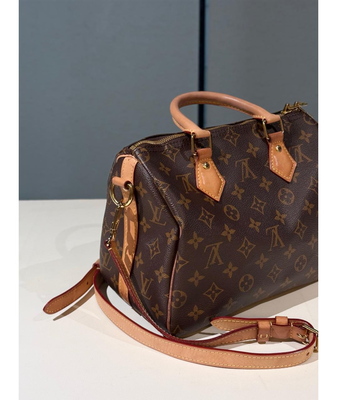 LOUIS VUITTON Коричневая сумка с короткими ручками из канвы, фото 5