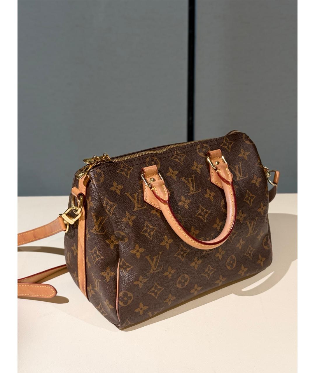 LOUIS VUITTON Коричневая сумка с короткими ручками из канвы, фото 3