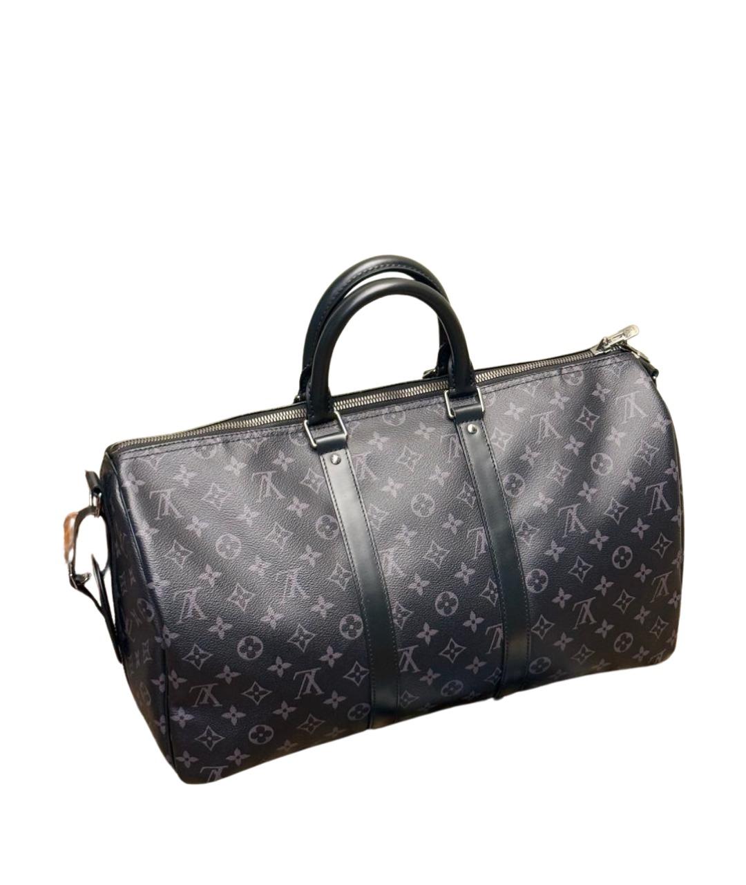 LOUIS VUITTON Черная дорожная/спортивная сумка из канвы, фото 1