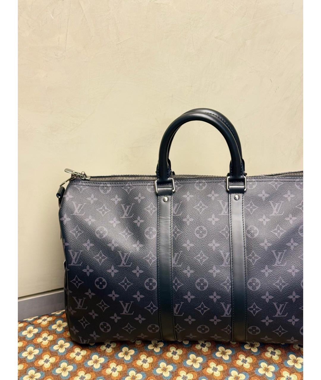LOUIS VUITTON Черная дорожная/спортивная сумка из канвы, фото 5