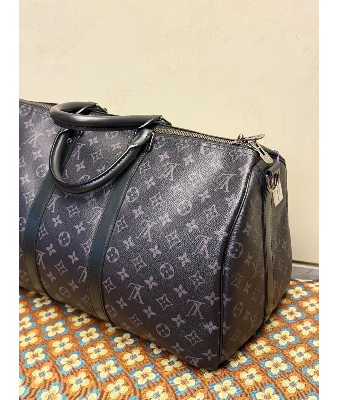 LOUIS VUITTON Черная дорожная/спортивная сумка из канвы, фото 3