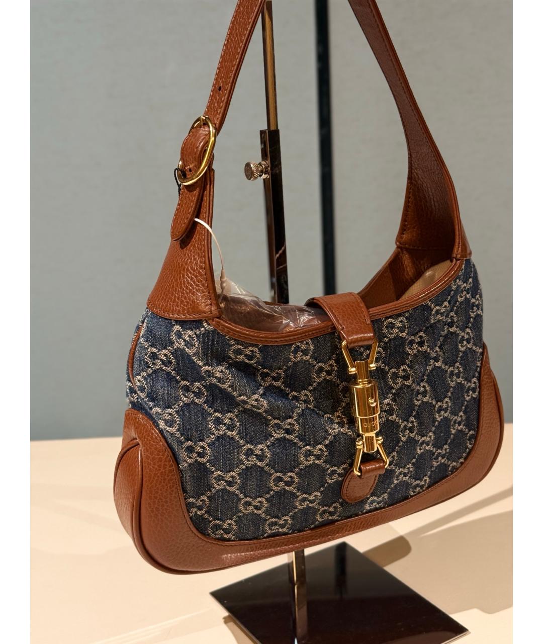 GUCCI Синяя деним сумка с короткими ручками, фото 4