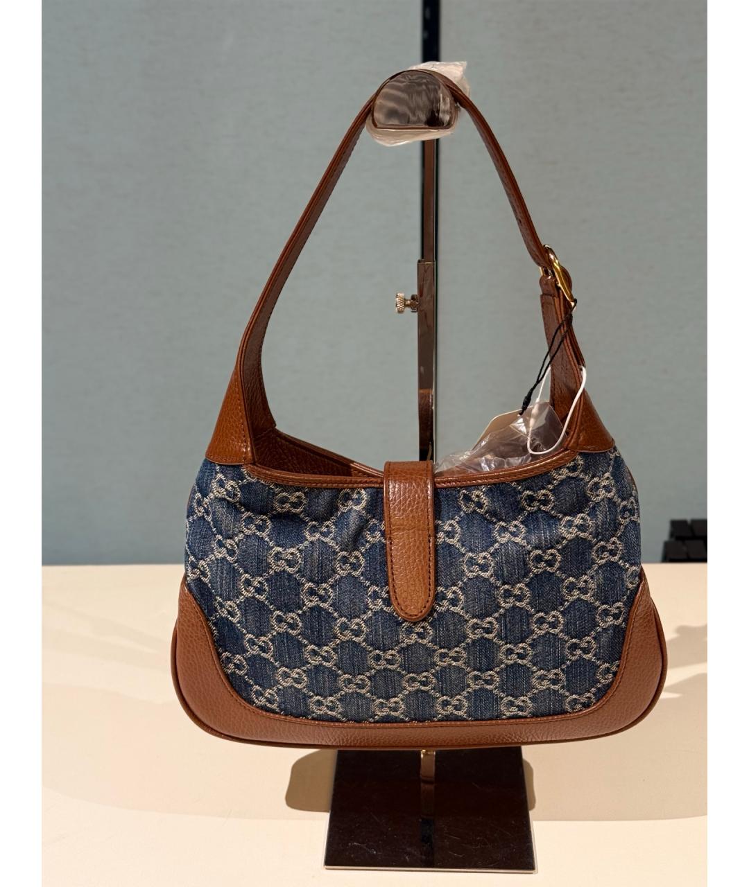 GUCCI Синяя деним сумка с короткими ручками, фото 5
