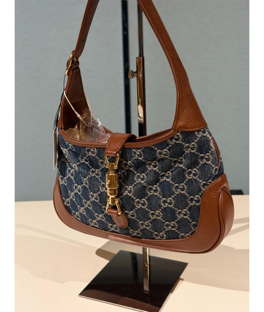GUCCI Синяя деним сумка с короткими ручками, фото 3