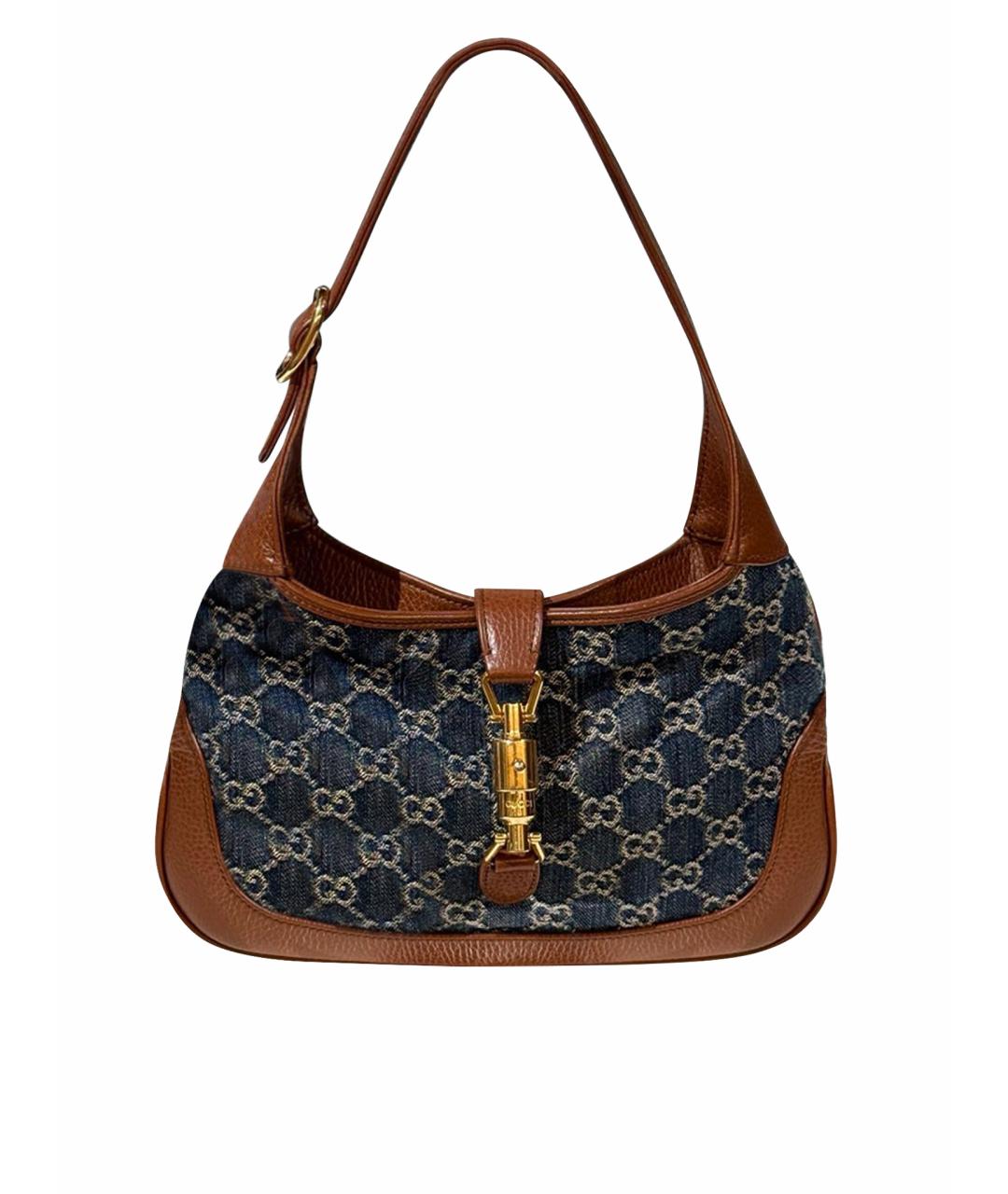 GUCCI Синяя деним сумка с короткими ручками, фото 1