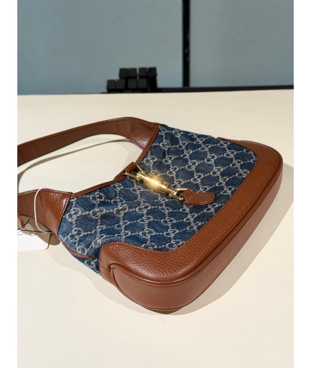 GUCCI Синяя деним сумка с короткими ручками, фото 7