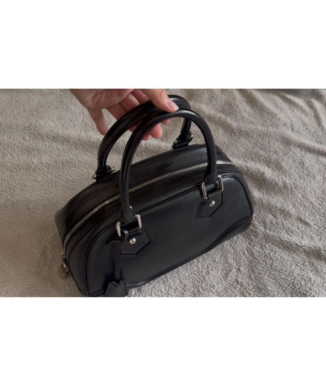 LOUIS VUITTON Черная кожаная сумка с короткими ручками, фото 3
