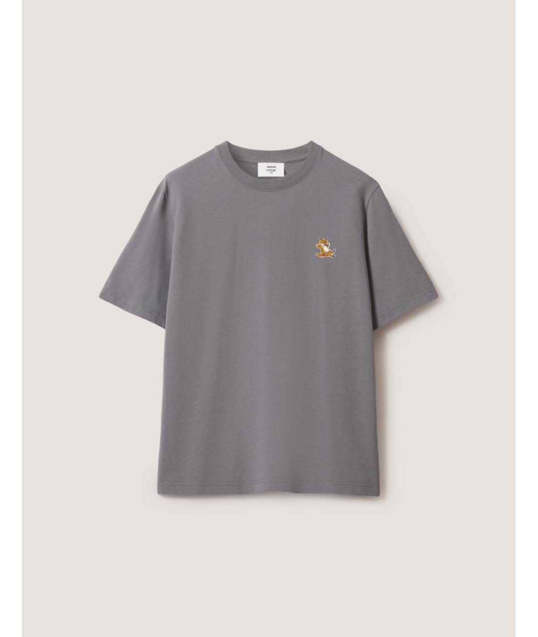 MAISON KITSUNE Серая хлопковая футболка, фото 3