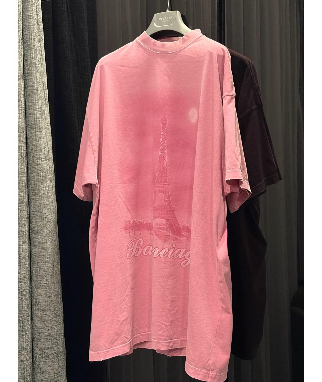 BALENCIAGA Розовая хлопковая футболка, фото 5