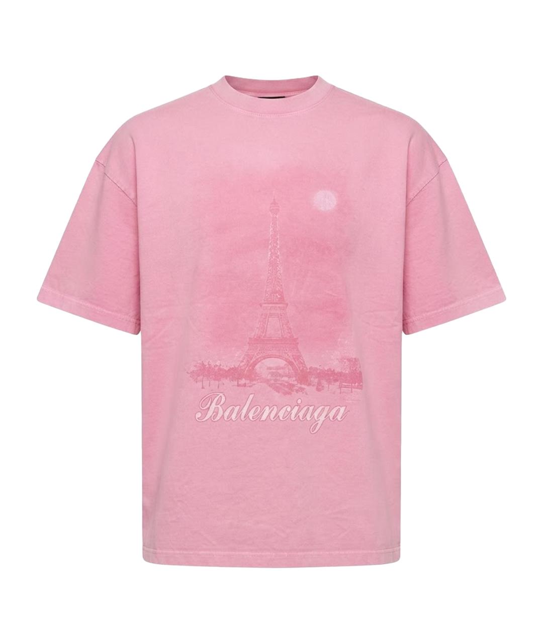 BALENCIAGA Розовая хлопковая футболка, фото 1