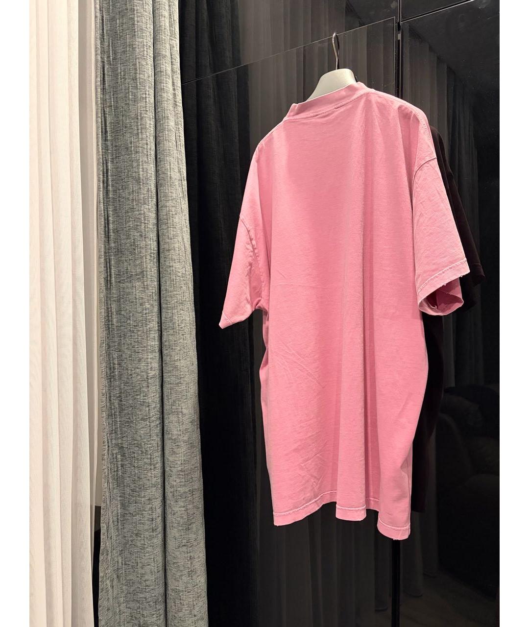 BALENCIAGA Розовая хлопковая футболка, фото 2