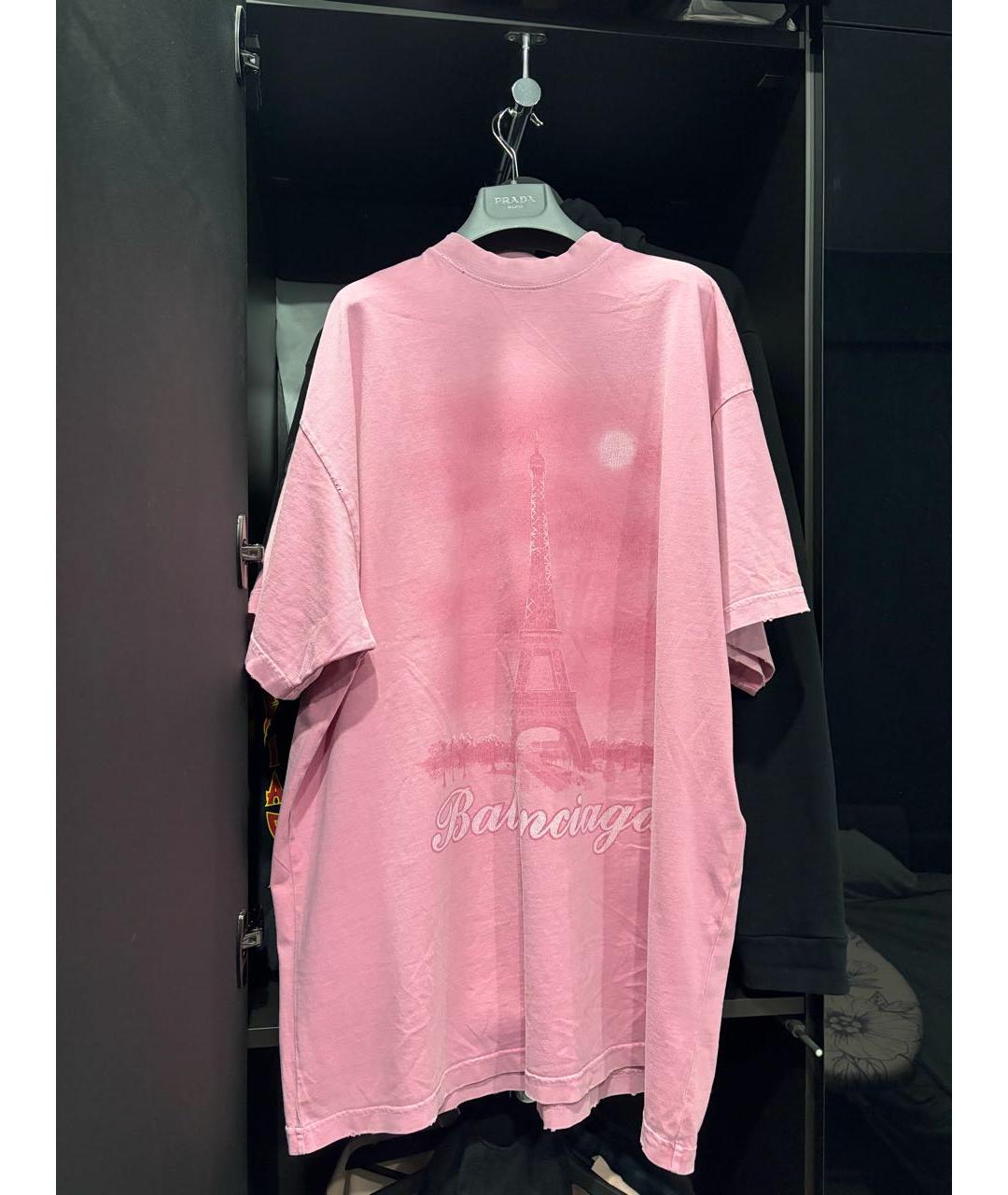 BALENCIAGA Розовая хлопковая футболка, фото 6