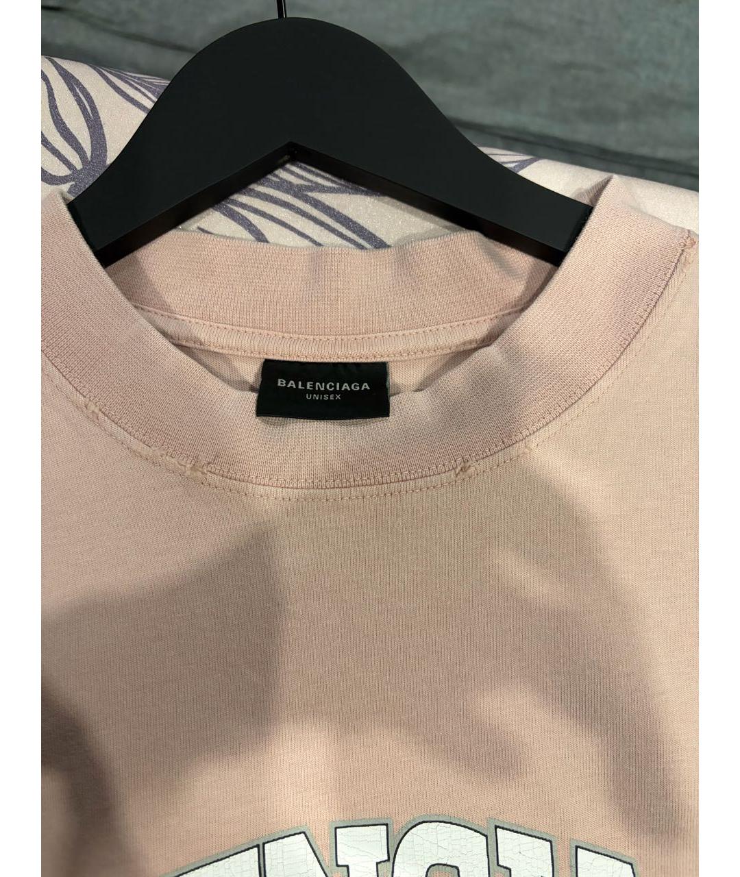 BALENCIAGA Розовая хлопковая футболка, фото 4