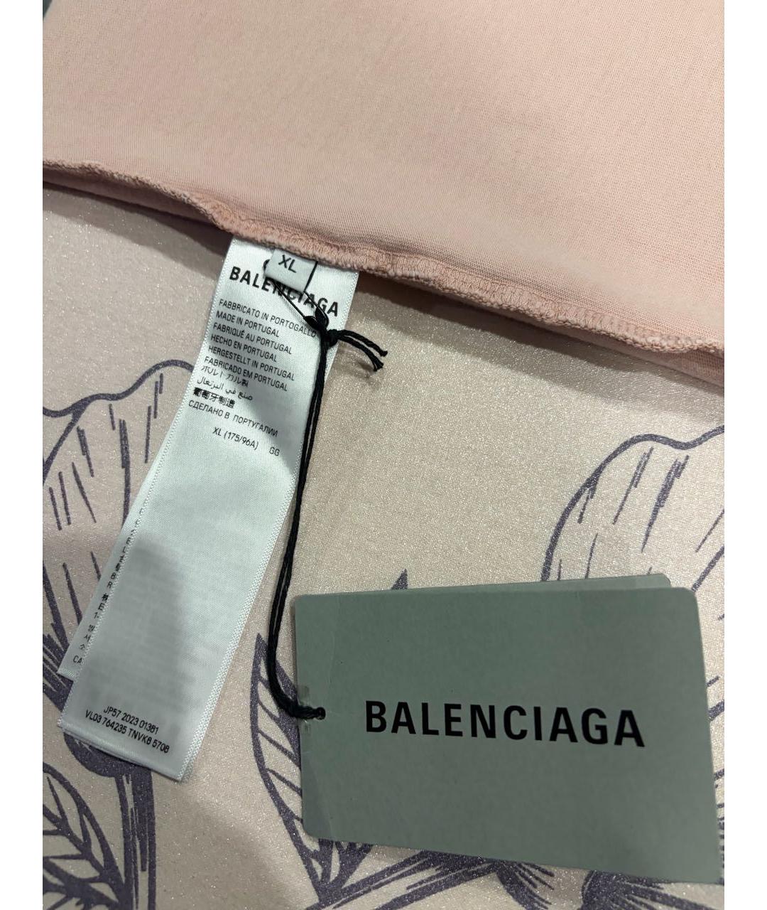 BALENCIAGA Розовая хлопковая футболка, фото 6