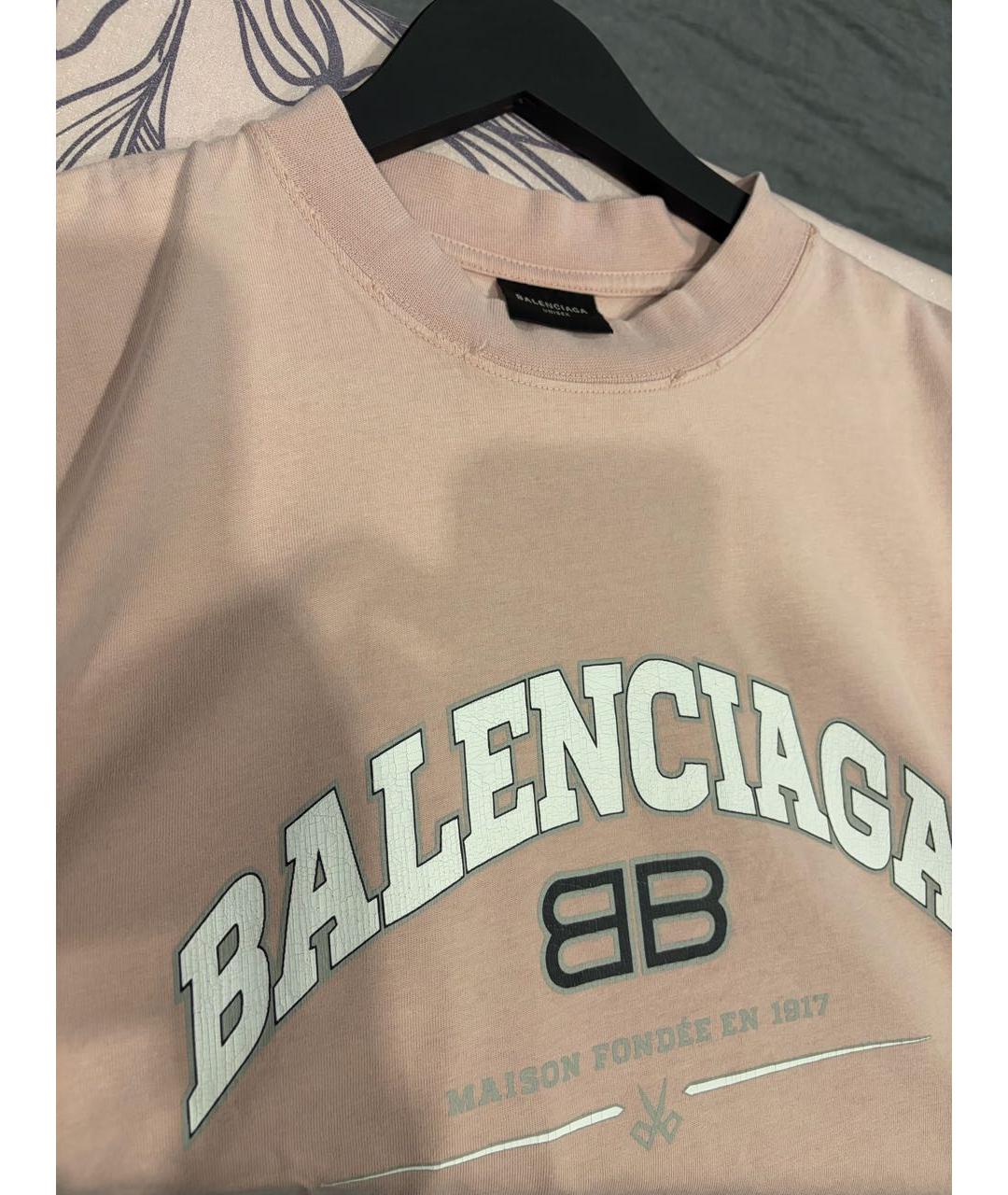 BALENCIAGA Розовая хлопковая футболка, фото 5