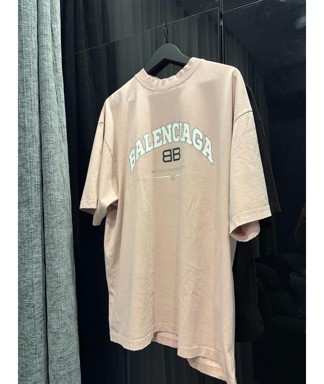 BALENCIAGA Розовая хлопковая футболка, фото 8