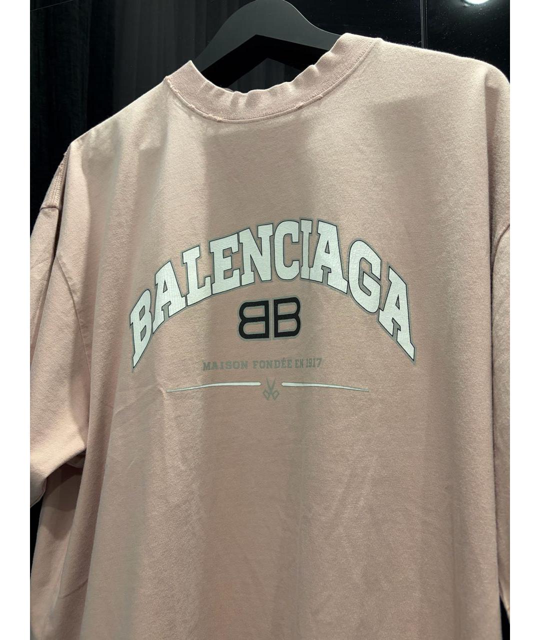 BALENCIAGA Розовая хлопковая футболка, фото 3