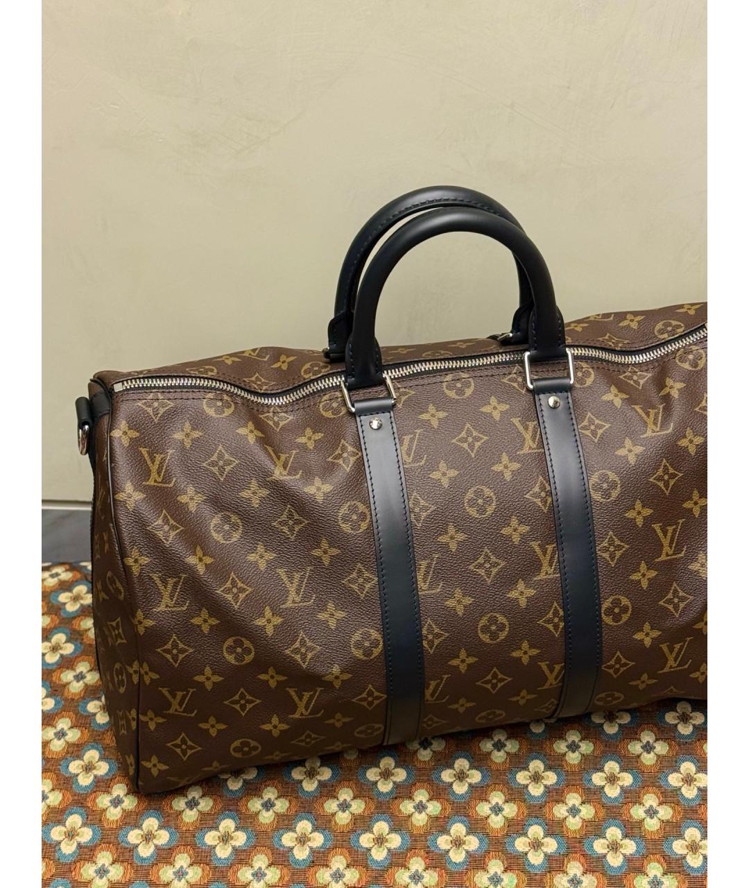 LOUIS VUITTON Коричневая дорожная/спортивная сумка из канвы, фото 3