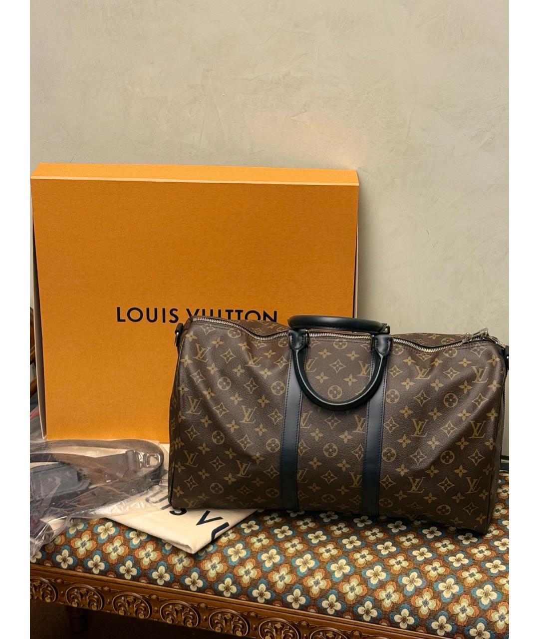 LOUIS VUITTON Коричневая дорожная/спортивная сумка из канвы, фото 8