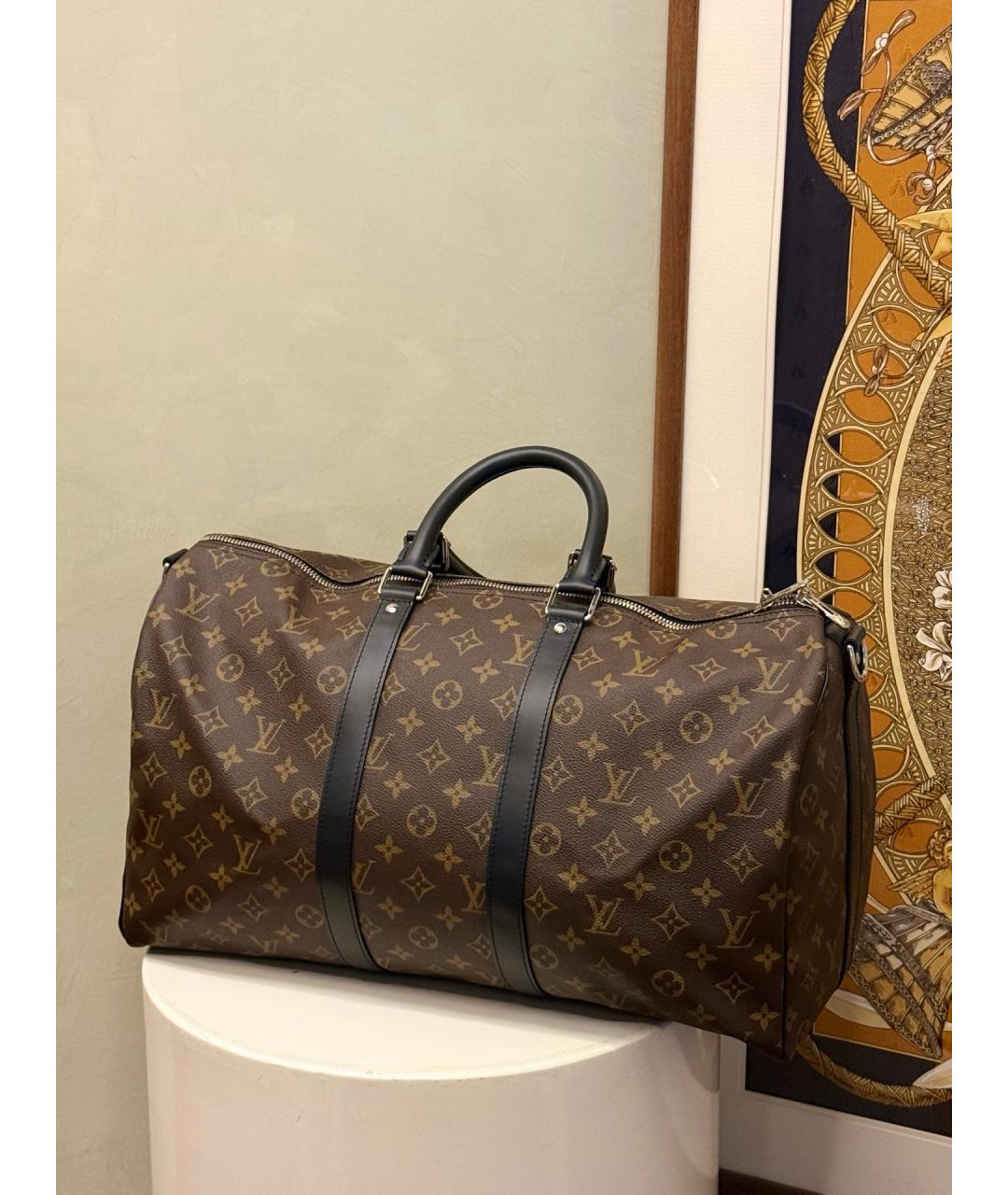LOUIS VUITTON Коричневая дорожная/спортивная сумка из канвы, фото 7