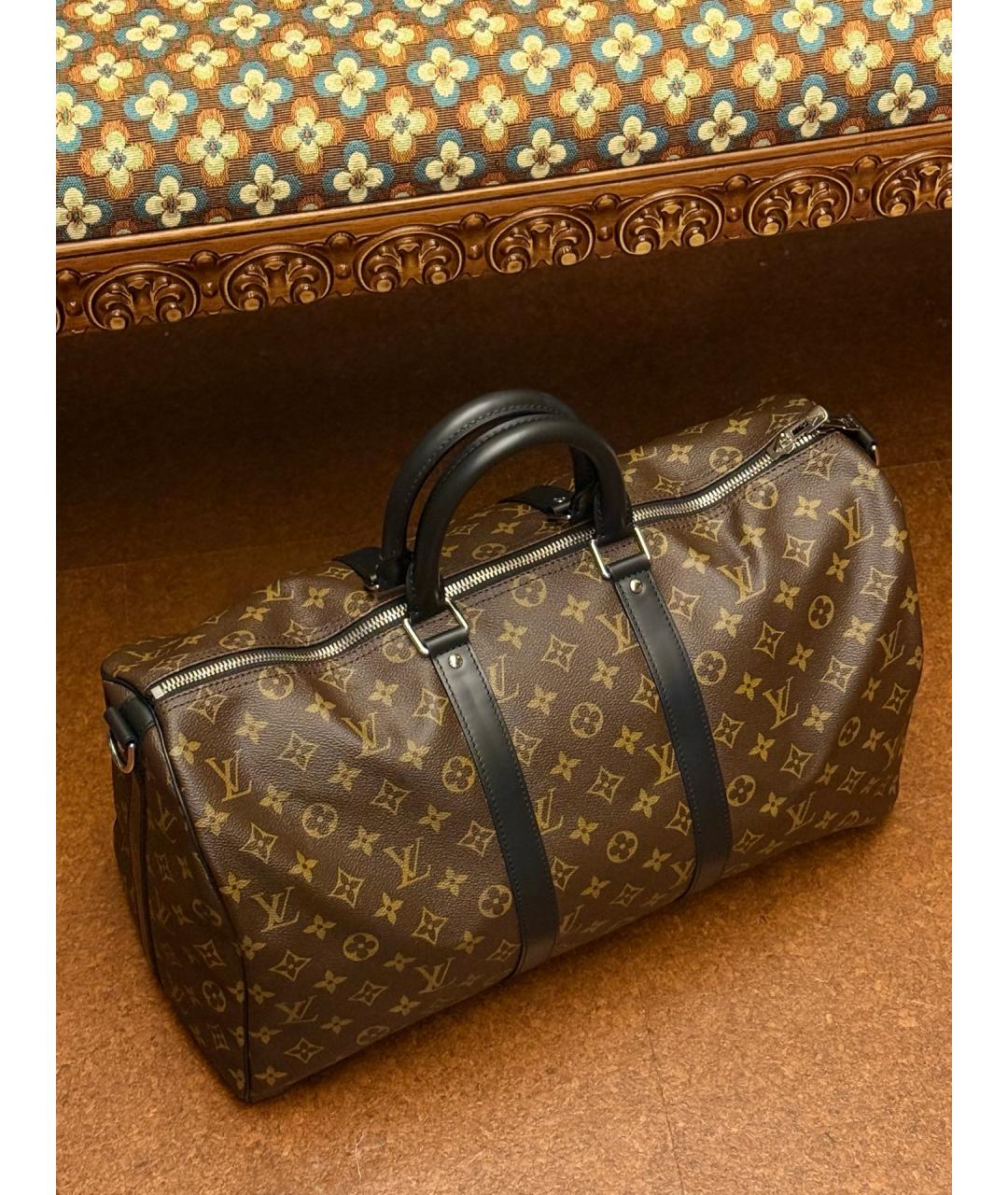 LOUIS VUITTON Коричневая дорожная/спортивная сумка из канвы, фото 6