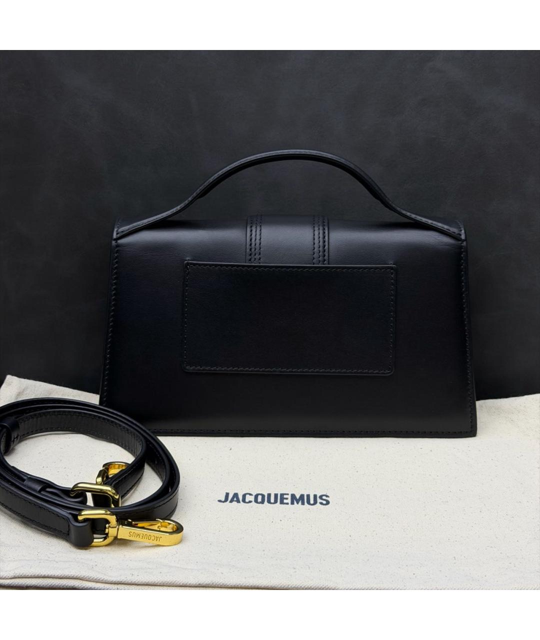 JACQUEMUS Черная кожаная сумка через плечо, фото 3