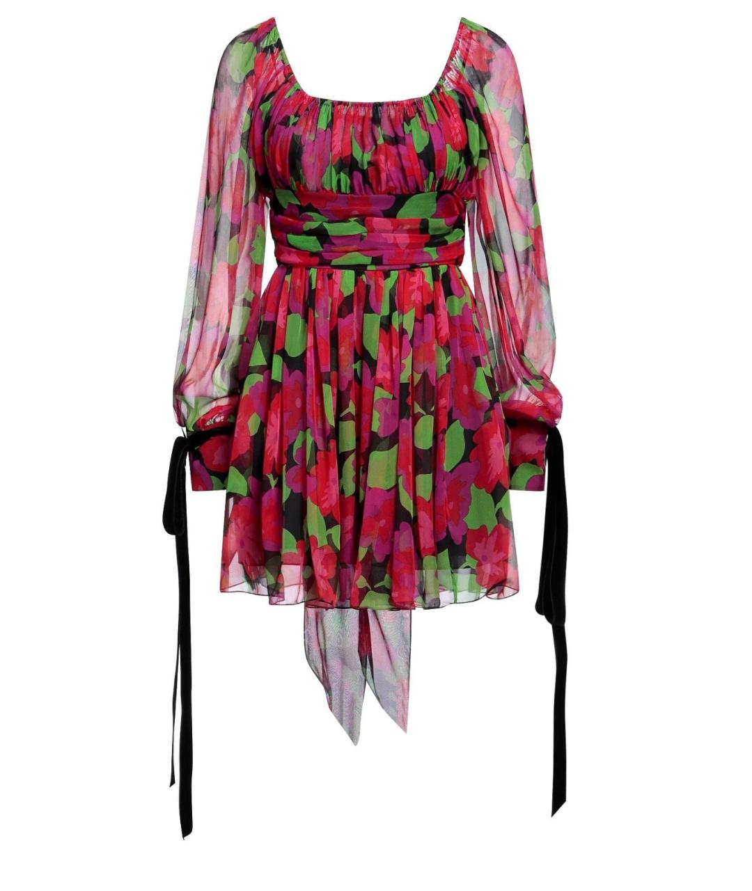 SAINT LAURENT Мульти шелковое коктейльное платье, фото 1