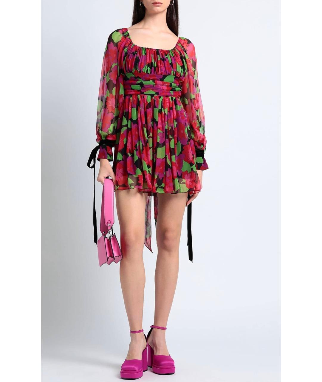 SAINT LAURENT Мульти шелковое коктейльное платье, фото 2