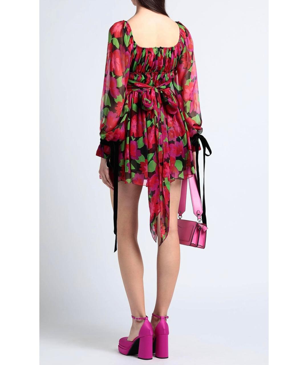 SAINT LAURENT Мульти шелковое коктейльное платье, фото 3