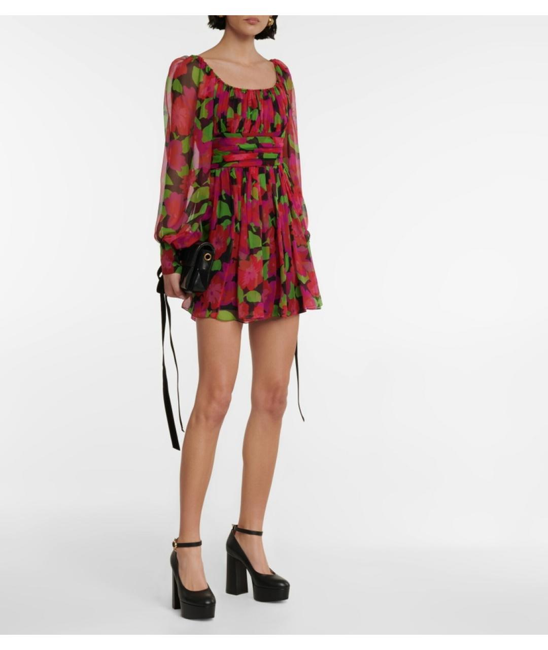SAINT LAURENT Мульти шелковое коктейльное платье, фото 4