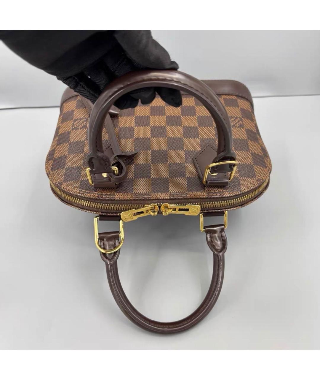 LOUIS VUITTON Коричневая кожаная сумка через плечо, фото 6