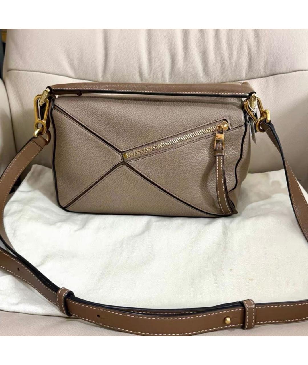 LOEWE Бежевая кожаная сумка через плечо, фото 2