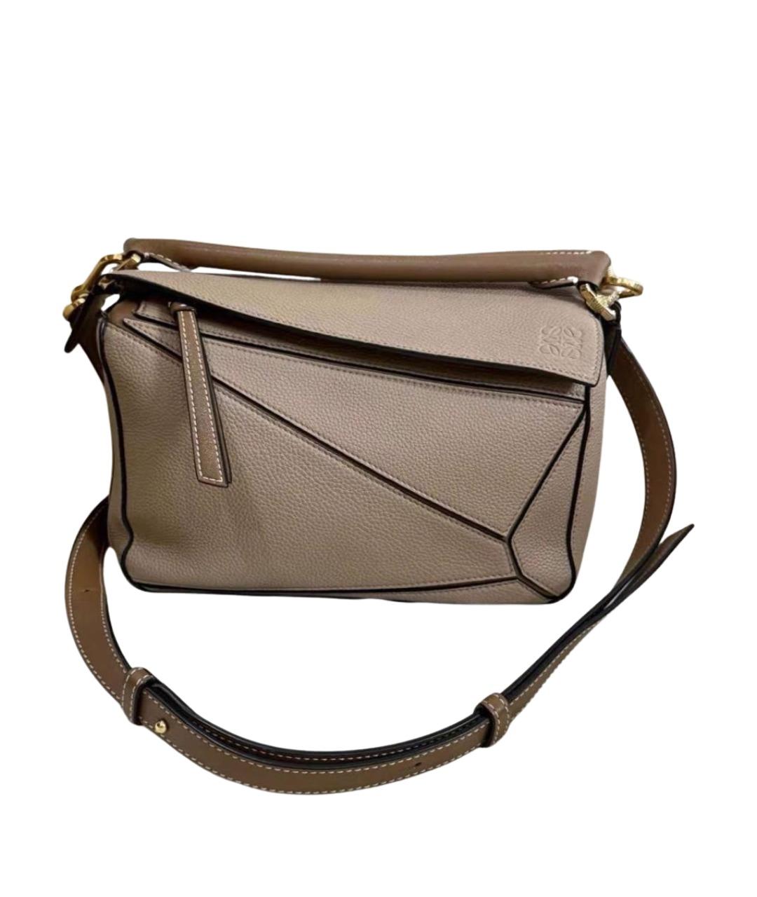 LOEWE Бежевая кожаная сумка через плечо, фото 1
