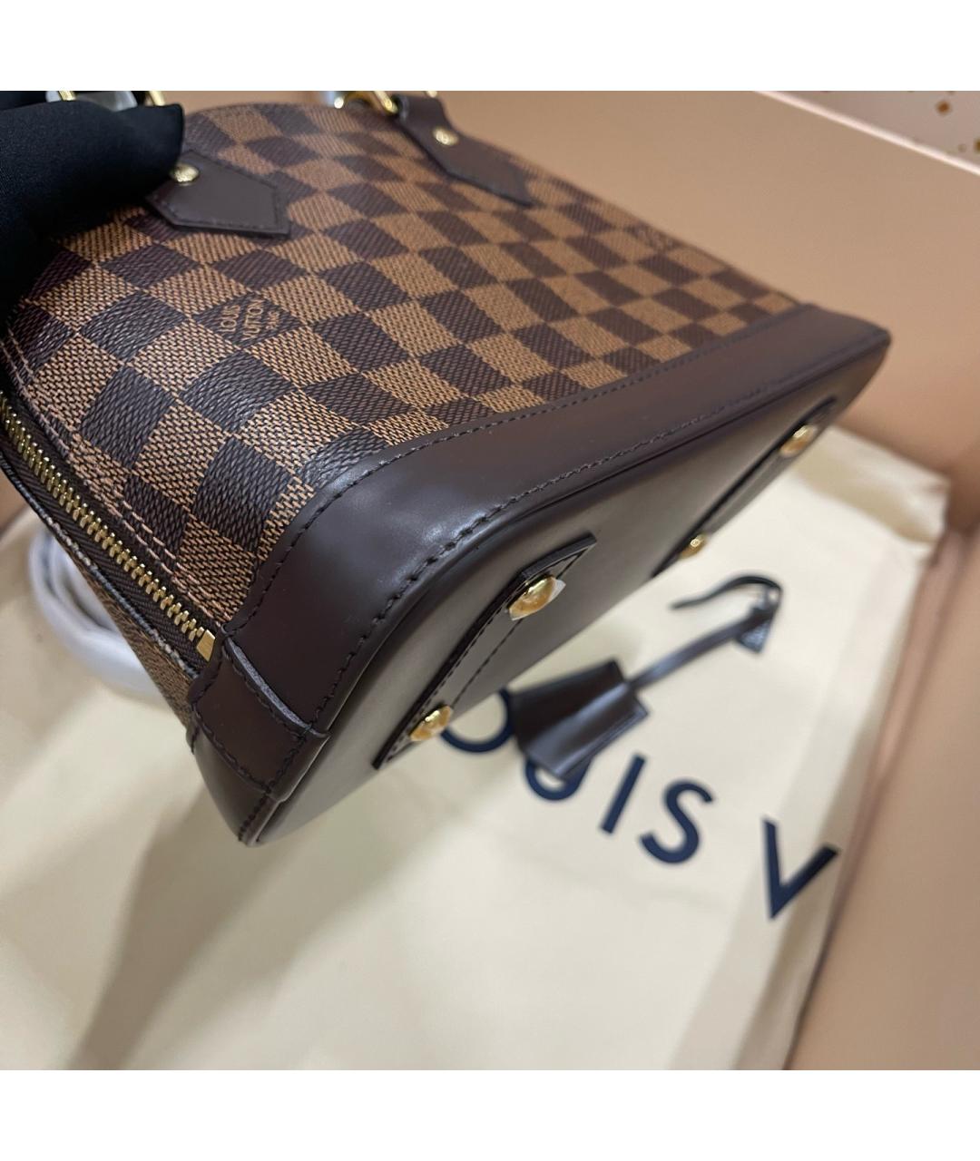 LOUIS VUITTON Коричневая сумка тоут из искусственной кожи, фото 3