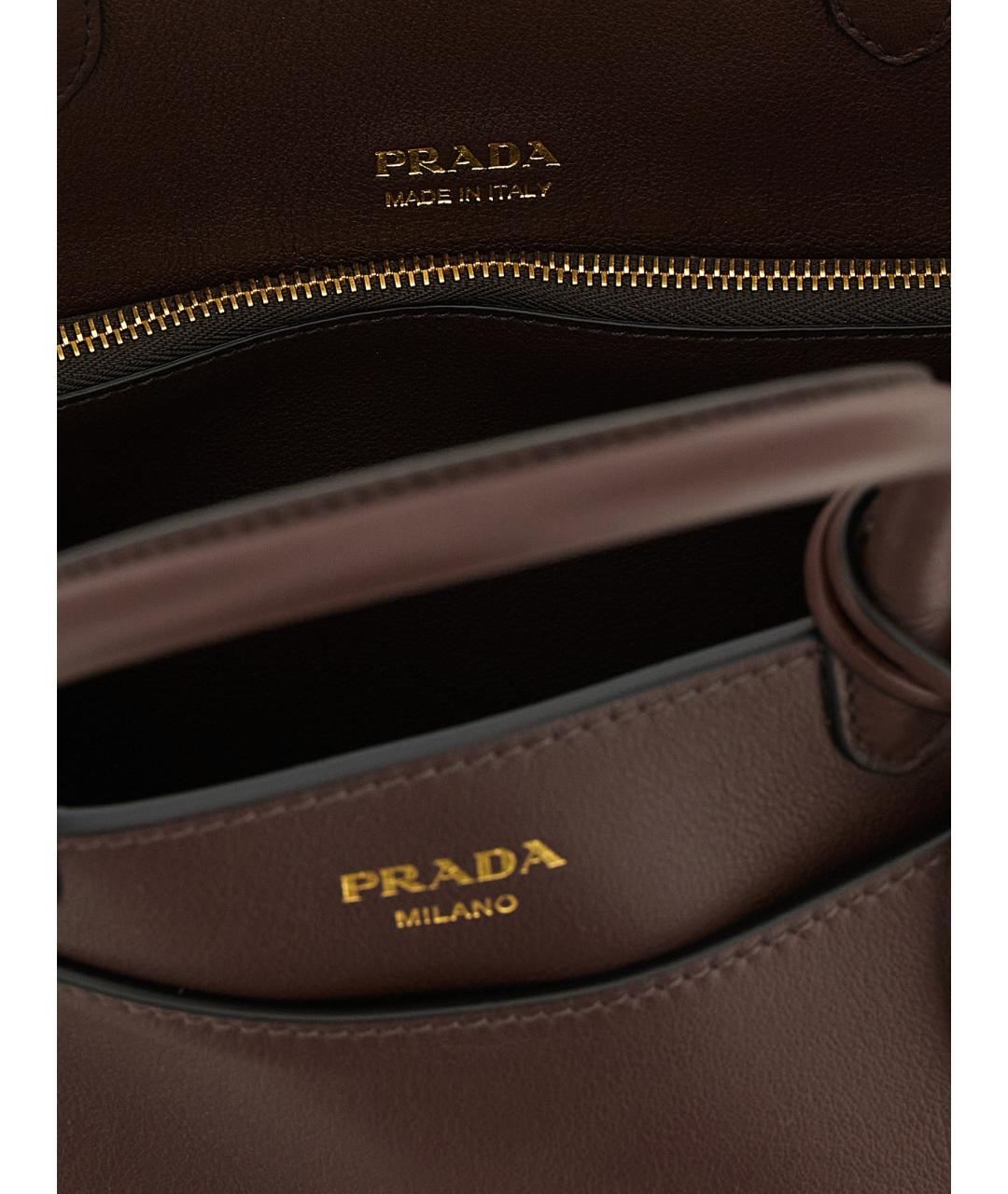 PRADA Коричневая кожаная сумка тоут, фото 4