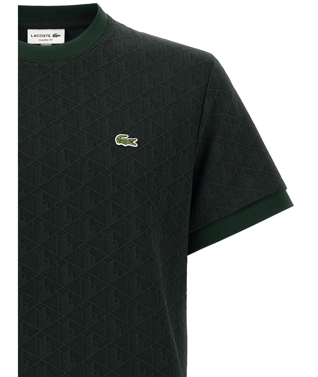 LACOSTE Зеленая хлопко-полиэстеровая футболка, фото 3