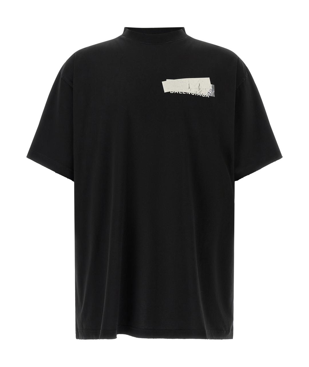BALENCIAGA Черная хлопковая футболка, фото 1