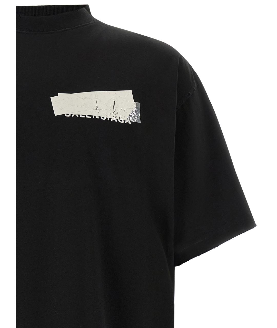 BALENCIAGA Черная хлопковая футболка, фото 3