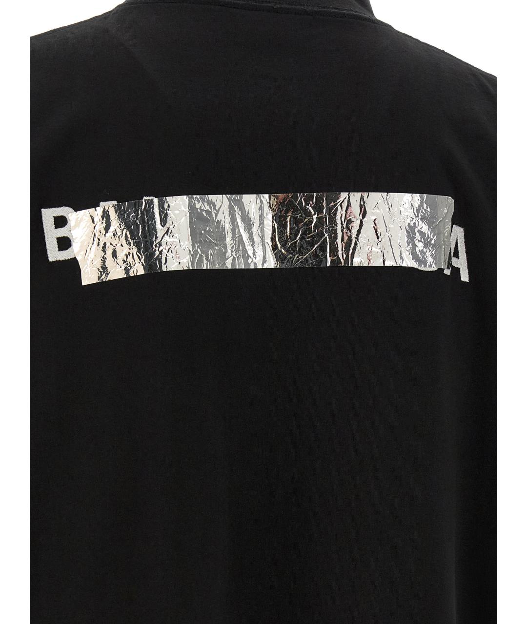 BALENCIAGA Черная хлопковая футболка, фото 4