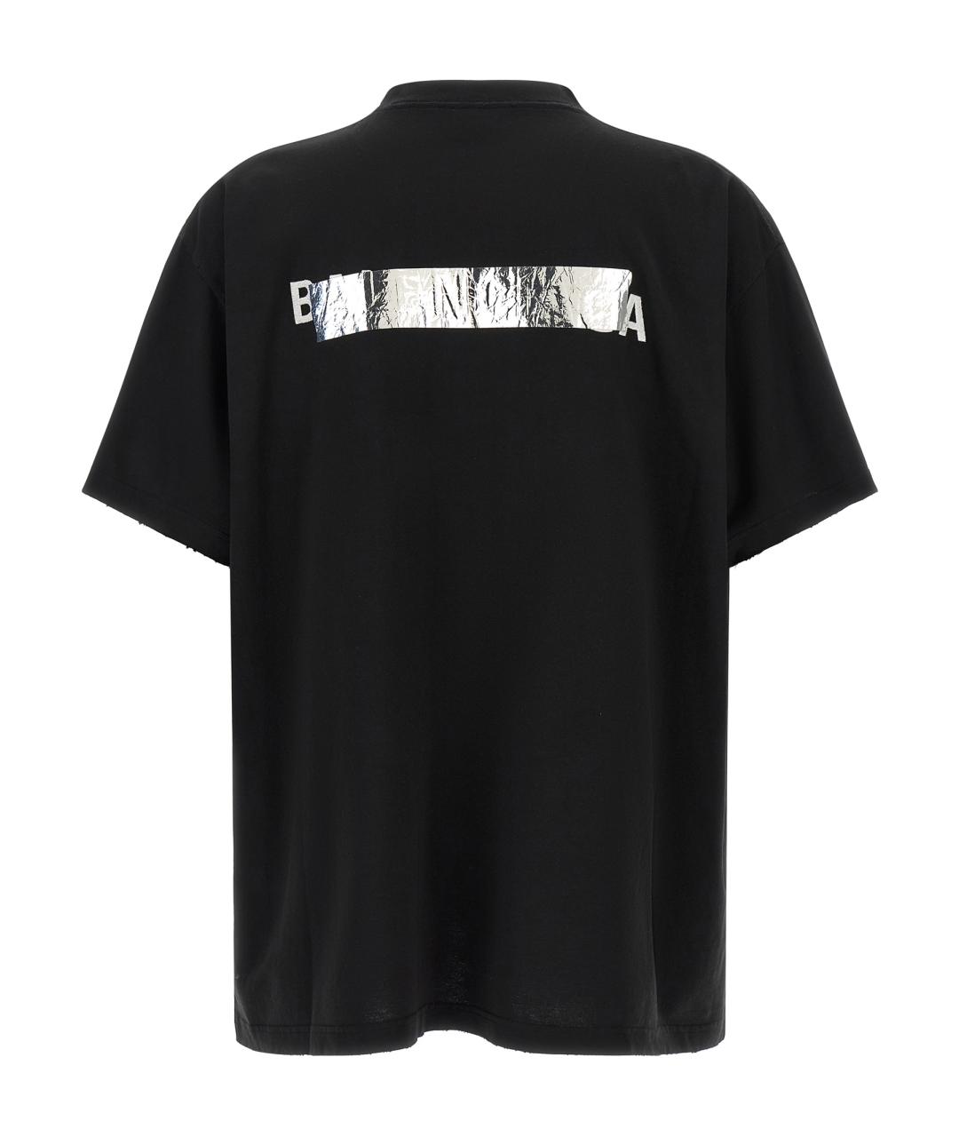 BALENCIAGA Черная хлопковая футболка, фото 2